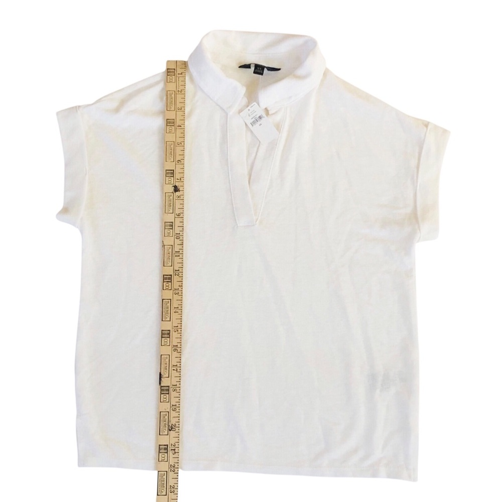 ◈SOLD◈ NWT Banana Republic Womens Linen Blend Polo V-Neck Top White NEW Size XS - Picture 10 of 13